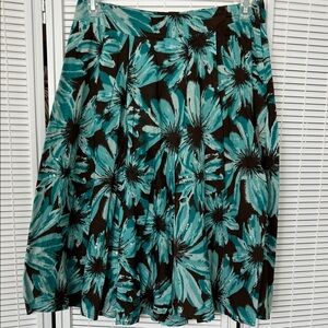 Apt. 9 Teal and Black Floral A-Line Skirt